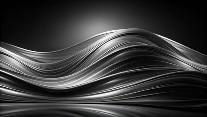 Abstract Silver Wave Forms Elegant Swirls and Curves on Dark Background