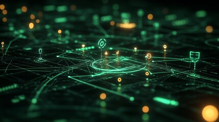 Fototapeta premium An Overview of an IoT Network with Devices and Nodes.