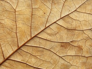 Fototapeta premium Close up of a dry leaf with detailed veins and cracks showing a natural abstract pattern