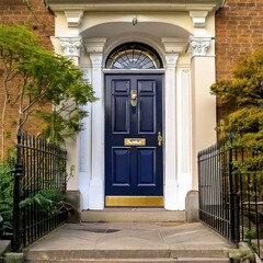 Blue front door to house