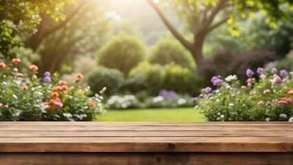 Empty table before a park picnic table perfect for product display