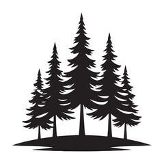 Artistic Pine Tree silhouette with sharp, defined branches - Pine tree silhouette - Pine tree vector - Pine tree illustration - Pine silhouette - Pine vector
