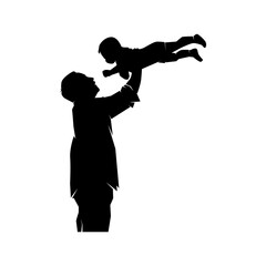 Silhouette of father holding baby high, World father's day