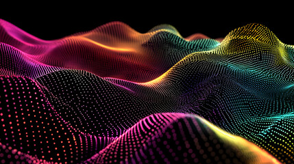 Colorful data waves flow, abstract background