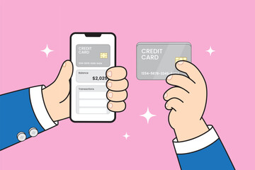 finance concept, hand holding smartphone and credit card