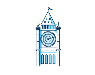 Naklejka premium Clock Tower Vector Illustration - Big Ben Inspired