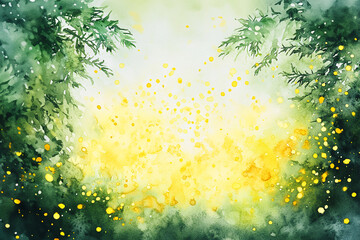 水彩のスギ花粉のイラスト