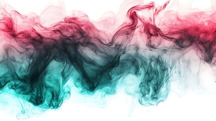 Abstract Teal And Crimson Smoke Wave Design