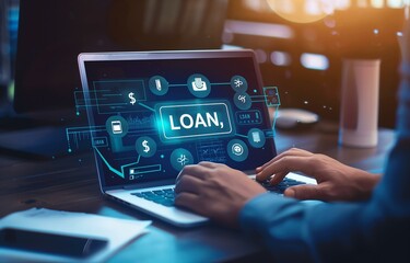 Online Loan Application Process Using Modern Technology Laptop Computer
