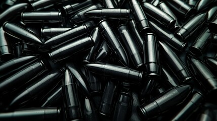 Black bullets lined up ready for use.