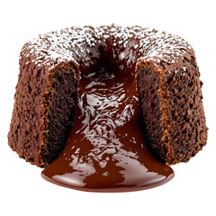 Rich chocolate lava cake with molten center isolated on transparent background