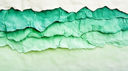 Naklejka premium Layered Green and White Textured Paper Abstract