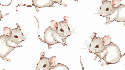 Whimsical Mouse Doodle Seamless Vector Pattern Design