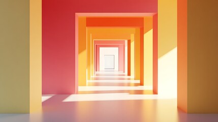 Fototapeta premium Abstract Warm Colored Corridor Architectural Design
