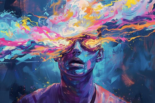 Saturated busy visual abstract depicting sensory overload life.