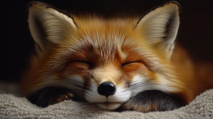 Obraz premium Peaceful Slumber: A Red Fox's Serene Rest