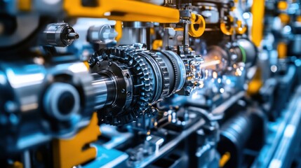 Industrial Machinery Close Up Showing Gears and Mechanisms