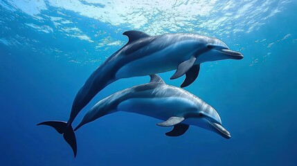 Fototapeta premium Graceful Dolphins Underwater