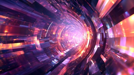 Fototapeta premium Abstract Purple And Orange Digital Tunnel