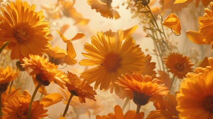 Calendula Flower Creative Backdrop for Cosmetics Product Showcase