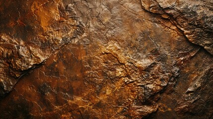 Fototapeta premium Brown stone texture for design with dark abstract background, mineral rock close-up, and copy space.