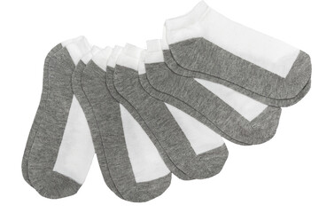 Pair of new cotton socks for clothing isolated on white background.