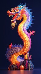 Obraz premium Vibrant Chinese Dragon Lantern with Scales and Glowing Light on Dark Background