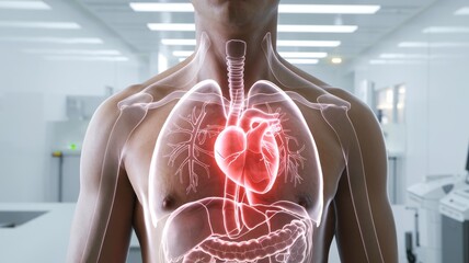 Human Torso Showing Heart Lungs and Internal Organs