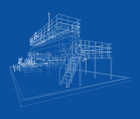 Industrial tank with valves. Vector rendered of 3d