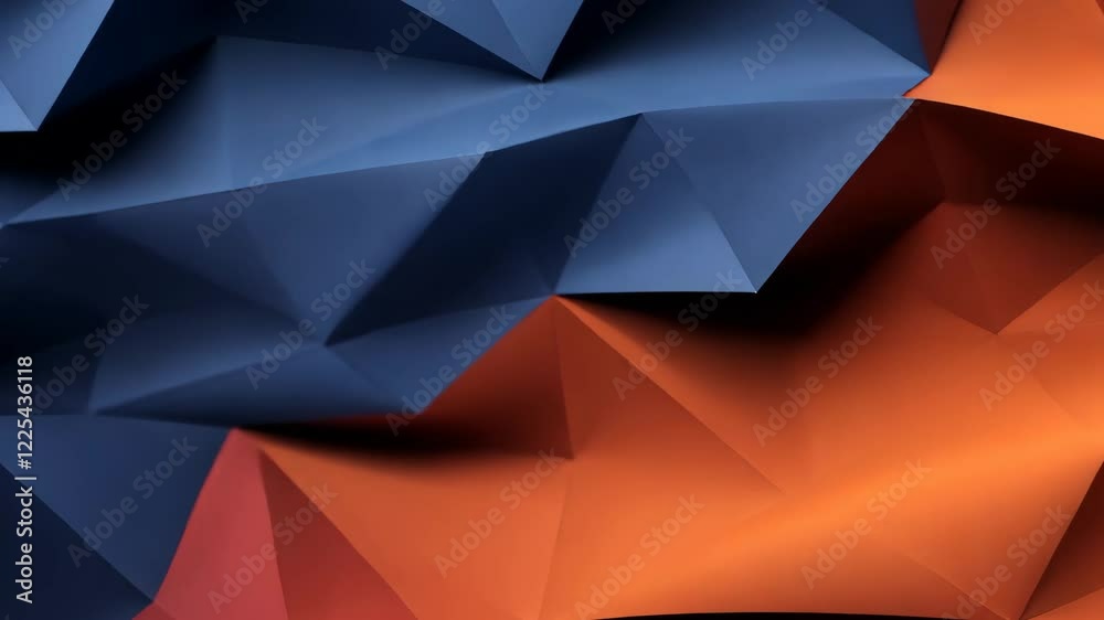 Poster a blue and orange triangle pattern. the blue is on the left and the orange is on the right
