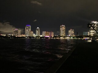 city skyline at dusk