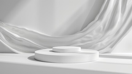 Minimal white podium template for cosmetic product presentation.