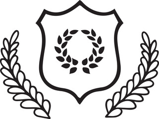 Black shield pattern vintage design silhouette vector art illustration on white background.