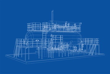 Industrial tank with valves. Vector rendered of 3d