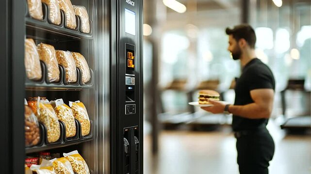 Healthy Snack Vending Machine in Modern Gym Environment