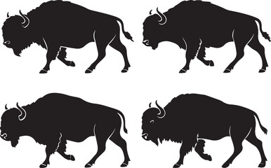 Variant style of bison silhouette vector illustration, isolated on a white background. © Md Mujahid Fakir