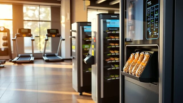 Healthy Snack Vending Machine in Modern Gym Setting