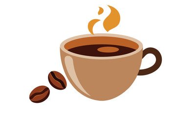 Stylish vector illustration of a fresh coffee cup, perfect for branding, logos, and digital designs.
