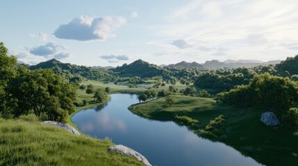 Fototapeta premium Serene River Landscape