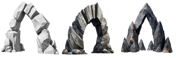 Png of Majestic Natural Rock Arches | Rugged Geological Formations with Varied Textures on transparent background.