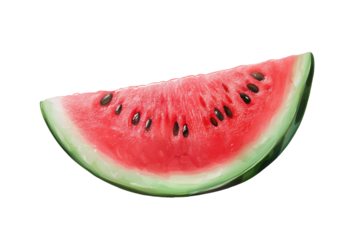Drawing of a slice of watermelon with seeds. Transparent background