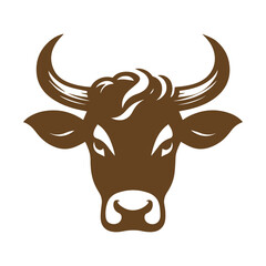 Black and White Bull Face Design – Stylish Horned Cattle Silhouette