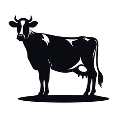 Brown Silhouette Illustration of a Cow - Farm Animal Art for Dairy and Agriculture Designs  
