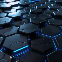 Obraz premium Abstract Hexagon Pattern with Glowing Blue Lines