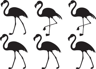 Variant style of flamingo silhouette vector illustration, isolated on a white background.