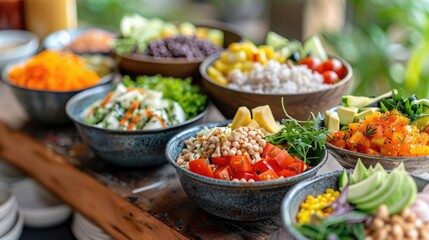 Obraz premium Assortment of food in bowls on a table