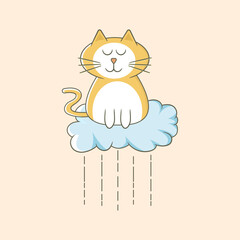 Dreamy Cat Rain Meditation Floating in the Sky