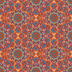 elegant seamless pattern of colorful Arabic vintage  floral mandala motif for carpet, tile, textile and wallpaper