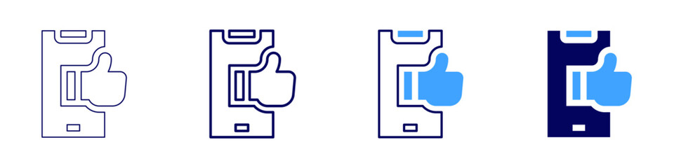 Like video icon in 4 different styles. Thin Line, Line, Bold, and Bold Line. Duotone style. Editable stroke