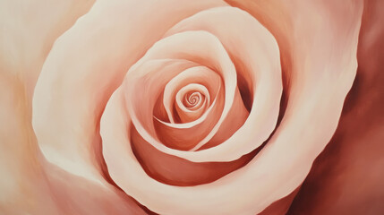 Abstract painting, subtle layers of dusty pinks and creamy ivory, overlapping in a dreamy spiral